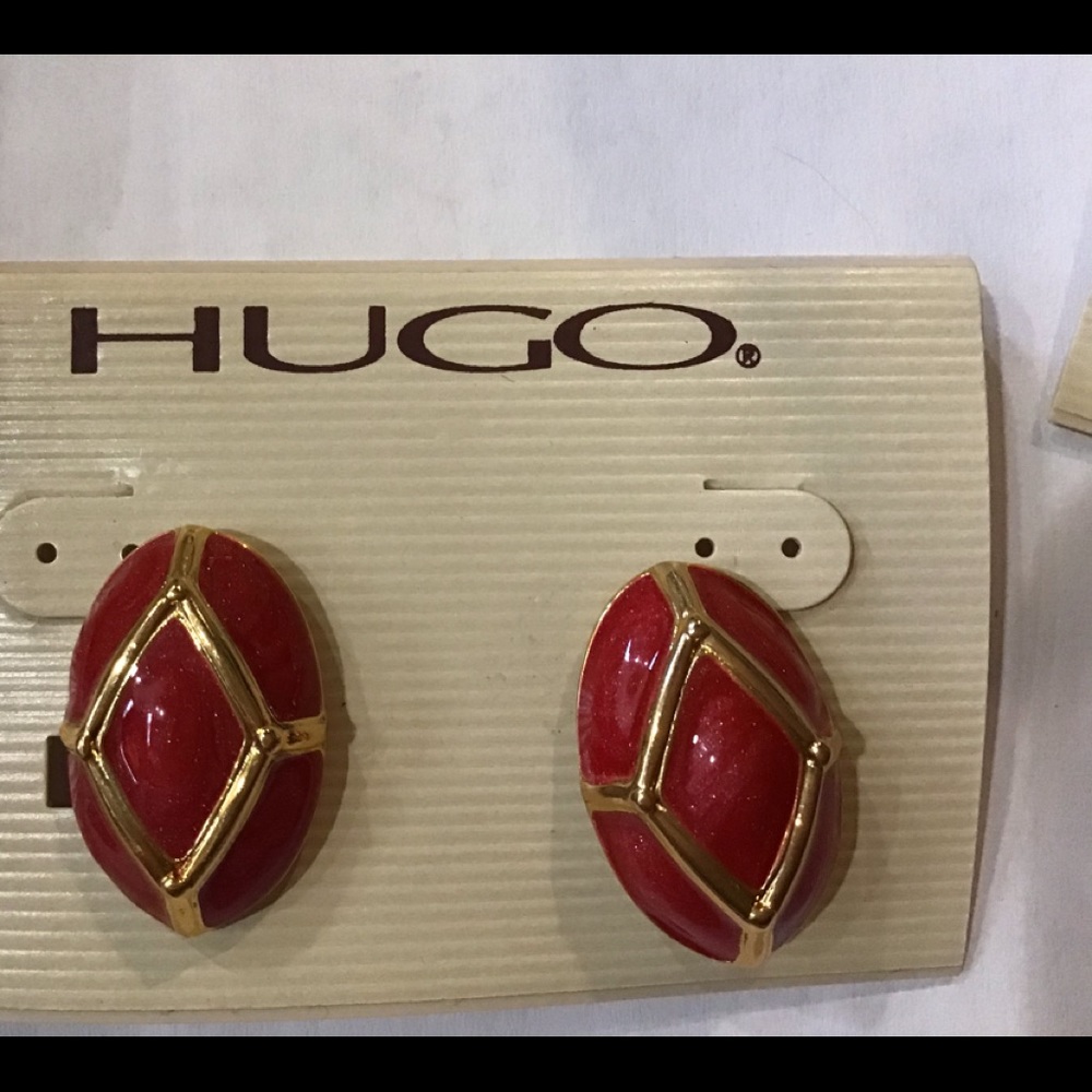 New enamel clip-on earrings red 1” Patriotic